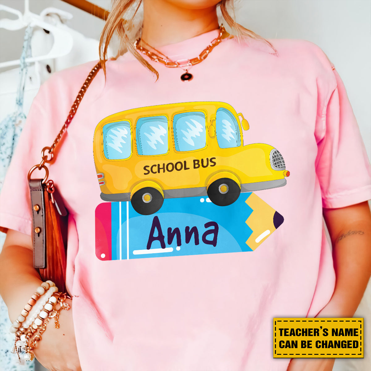 Teesdily | Teacher Customized School Bus Pencil Shirt, Back To School Day T-shirt, Teacher Life Sweatshirt Hoodie Mug, First Day Of School Gifts