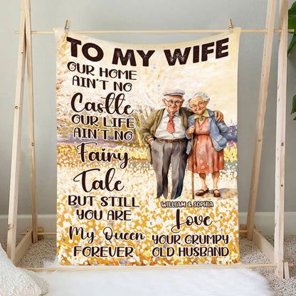 Teesdily | Customized To My Wife Throw Blanket Our Home Ain't No Castle Fleece Blanket Love Message Gifts From Husband For Wife Valentine Day