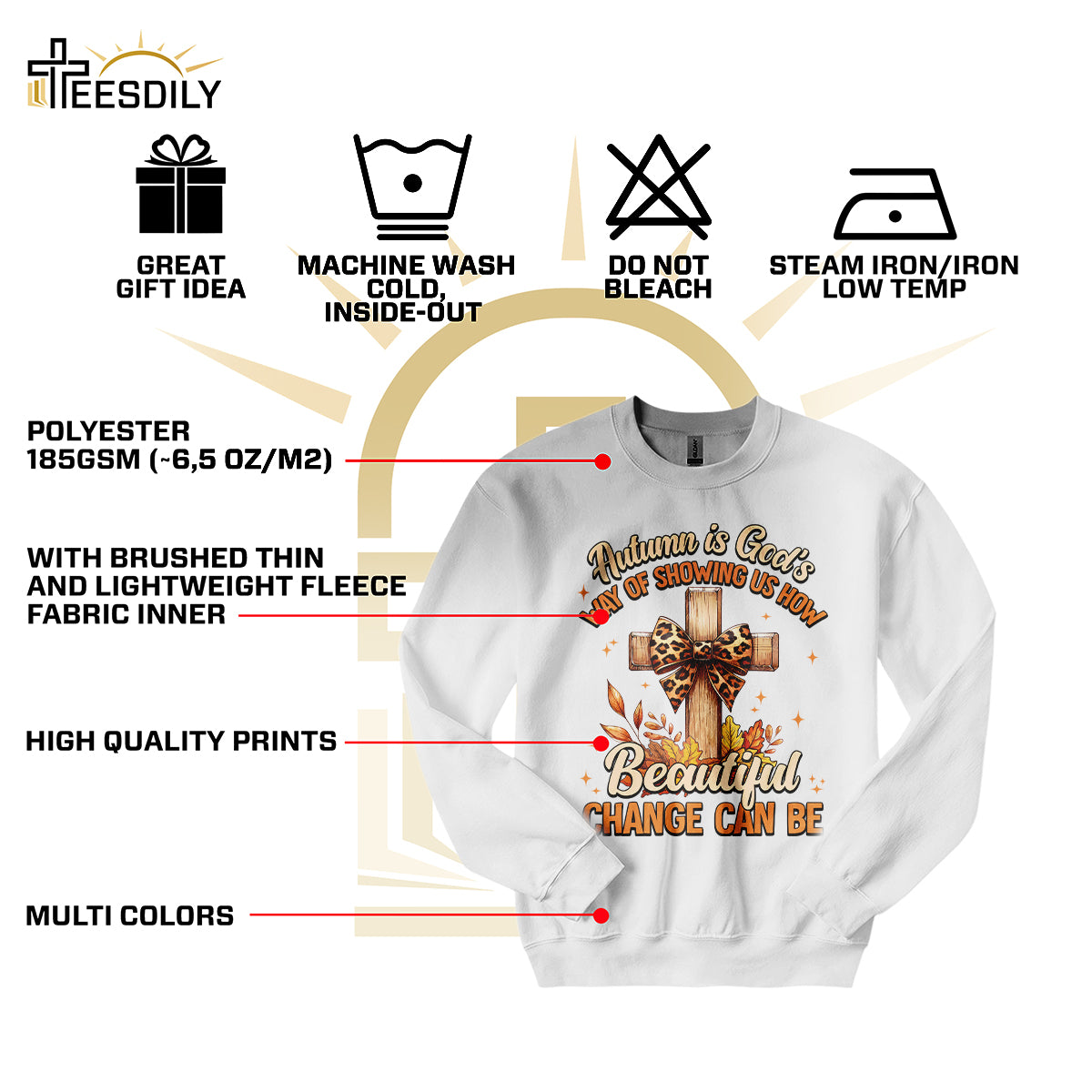 Teesdily | Jesus Cross Coquette Bow Thanksgiving Shirt, Autumn Is God's Way Tee Sweatshirt Hoodie Mug, Thanksgiving Jesus Gift