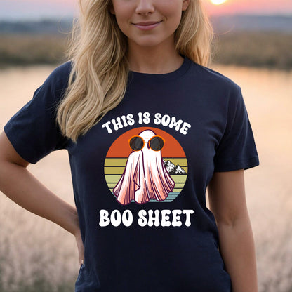 Teesdily | This Is Some Boo Sheet Shirt, Breast Cancer Boo Sheet Sweatshirt, Retro Halloween Boo Ghost Costume Hoodie Mug