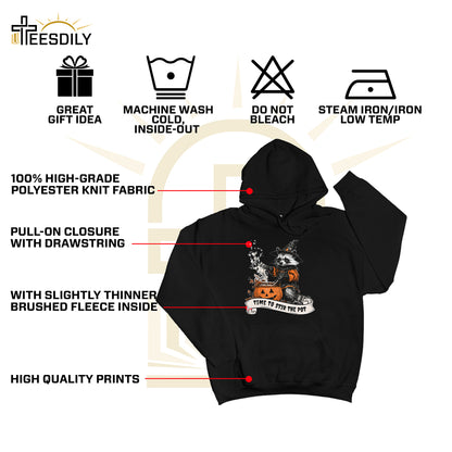 Teesdily | Retro Witch Raccoon Shirt, Time To Stir The Pot Sweatshirt, Raccoon Pumpkin Pot Hoodie Mug, Halloween Costume Family