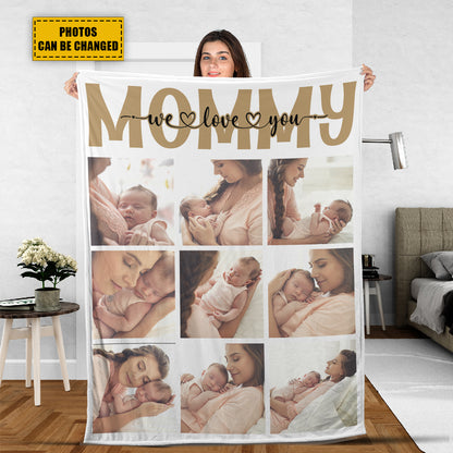 Teesdily | First Mother'S Day Customize Blankets With Photos We Love You Mommy Travel Blanket Mothers Day Photo Collage Blankets Family Keepsake