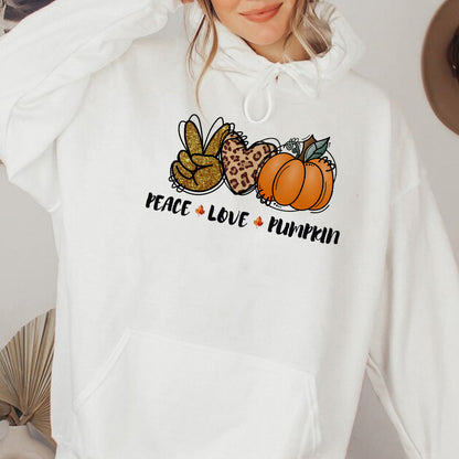 Teesdily | Peace Love Fall Pumpkin Shirt, Happy Holiday Tee Sweatshirt Hoodies, Fall Vibes Mug, Fall Shirts For Women Faith