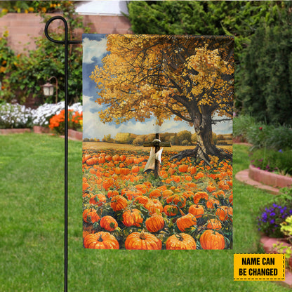 Teesdily | Jesus Thanksgiving House Flag, Autumn Pumpkin Field Landscape Garden Outdoor Flag, Fall For Jesus He Never Leaves Seasonal Decorations