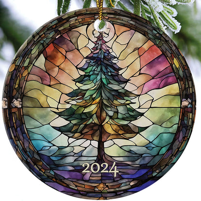 Christmas Tree Jesus Circle Jesus Ceramic Ornament