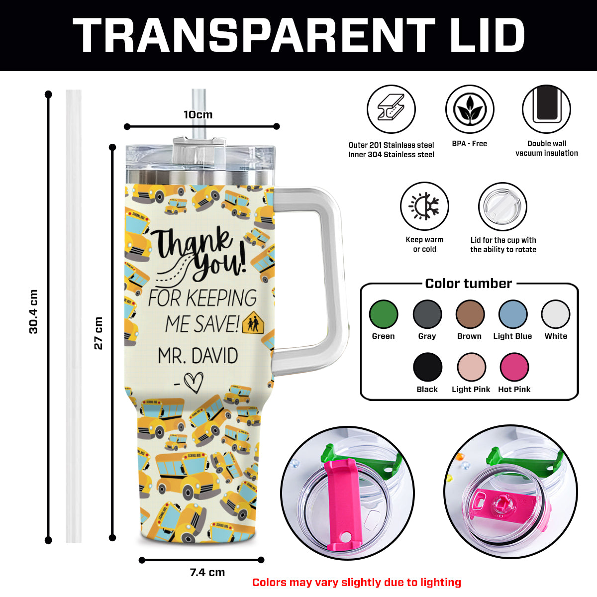 Teesdily | Customized School Bus Driver Tumbler 40oz, Thank You For Keeping Me Safe Cup, Back To School Tumbler, Teacher Life Mug, Bus Driver Gift