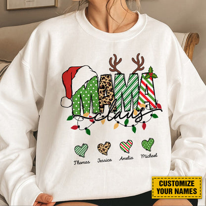 Teesdily | Customized Mama Claus Christmas Shirt, Mom Shirt Christmas Tee Sweatshirt Hoodie Mug, Family Xmas Gift, Mommy Gift