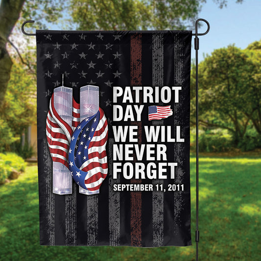 Teesdily | Patriot Day We Will Never Forget House Flag, Firefighter Thin The Red Yard Flag, September 11 Day Garden Flag, Patriot Day Gifts