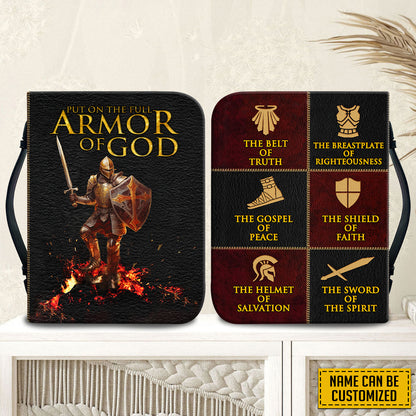 Teesdily | Customized Jesus Warrior Bible Cover, Put On The Full Armor Of God Bible Holder, Jesus Lovers Gifts, Bible Book Cover Christian Gifts