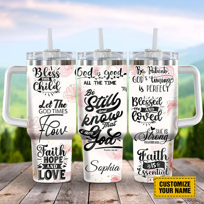 Teesdily | Personalized God Bible Verses 40 oz Tumbler, Jesus God Affirmation Travel Tumbler, God Inspiration Gift For Daughters, Custom Tumbler