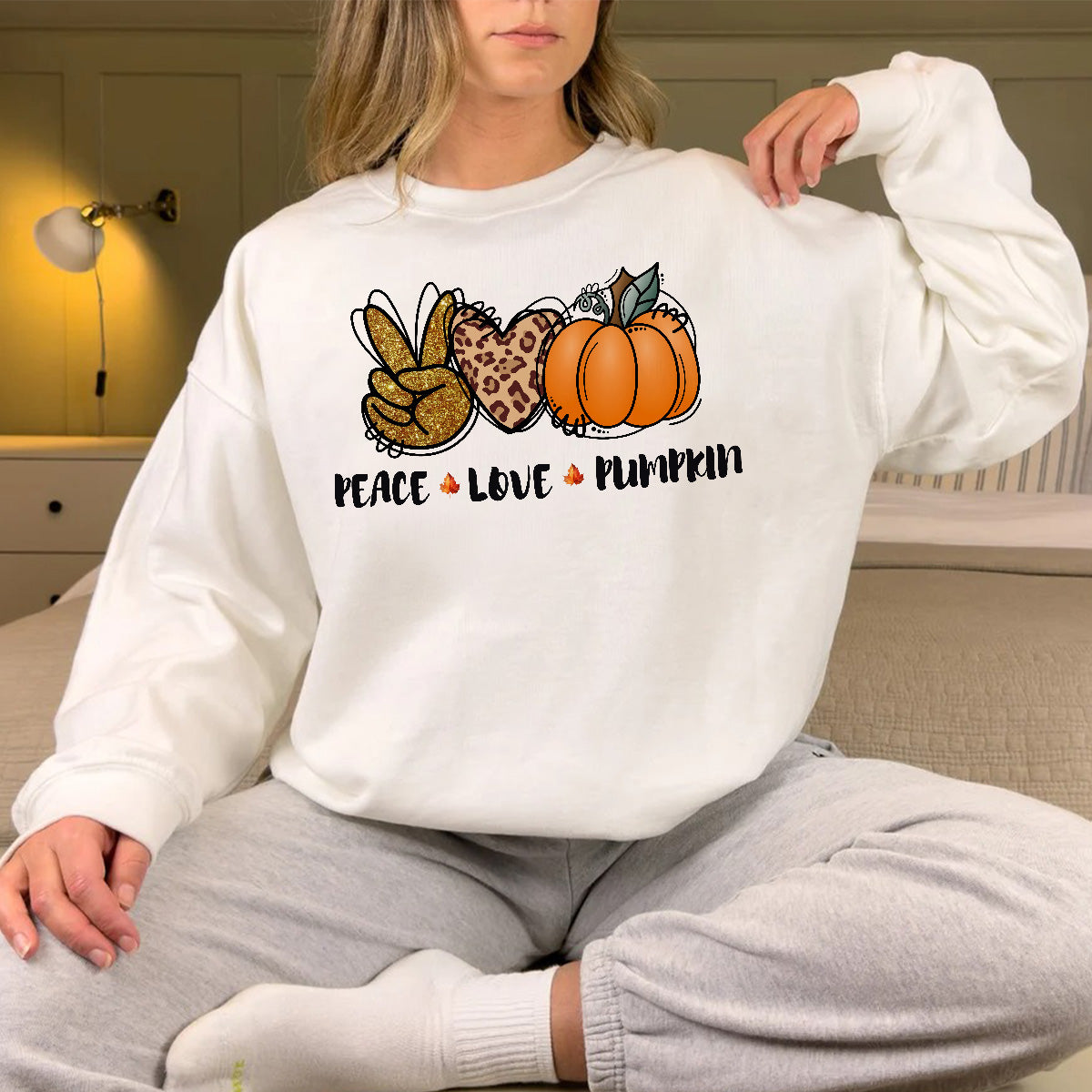 Teesdily | Peace Love Fall Pumpkin Shirt, Happy Holiday Tee Sweatshirt Hoodies, Fall Vibes Mug, Fall Shirts For Women Faith