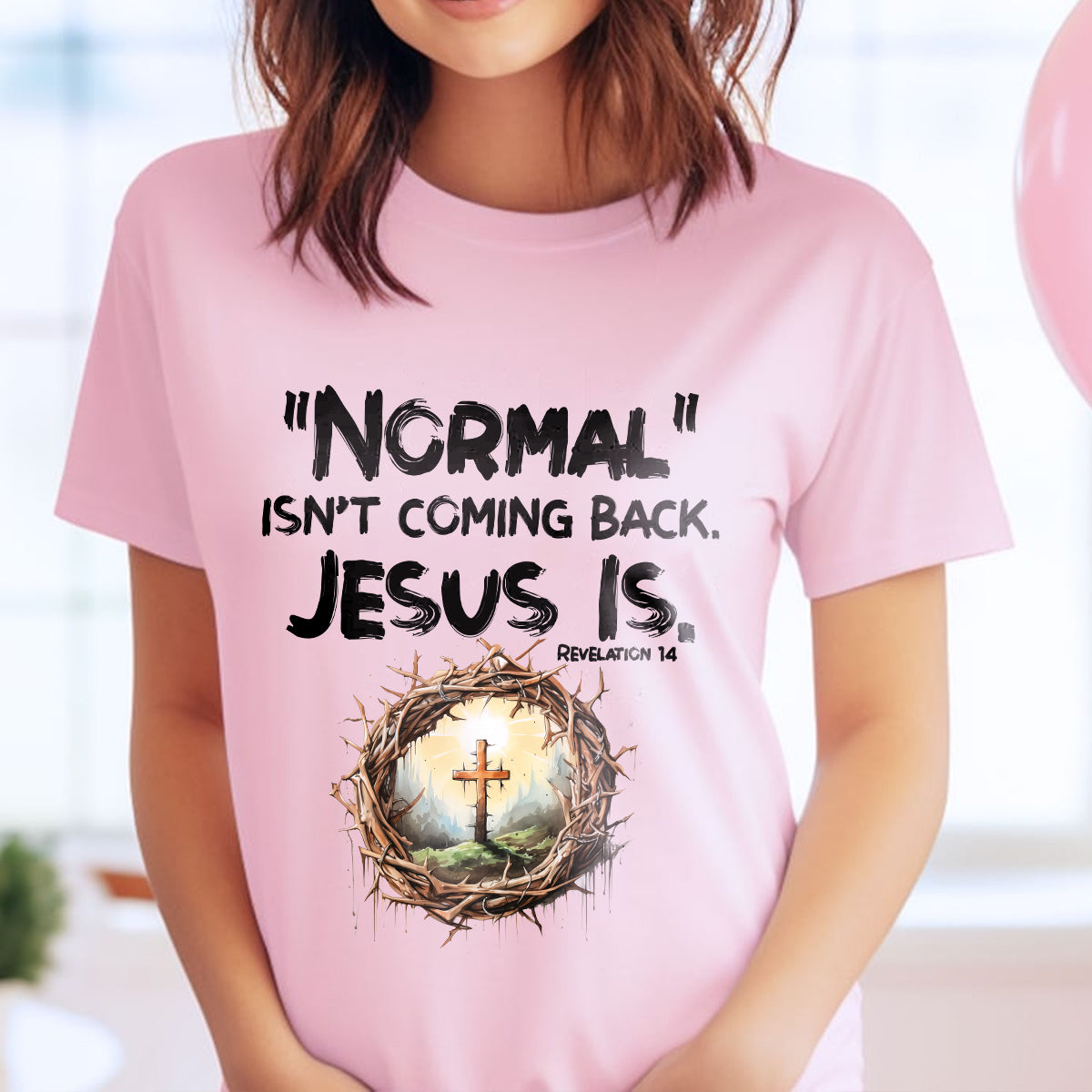 Teesdily | Jesus Cross And Crown Tshirt, Normal Isn't Coming Back Jesus Is Revelation Hoodie Sweatshirt Mug, Christian Religious Clothing Gifts