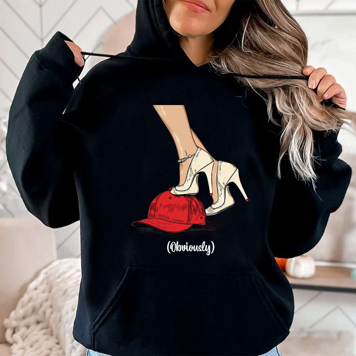 Teesdily | High Heel Obviously Shirt, High Heel Women Sweatshirt, Comma La T-shirt, Red Baseball Cap Tee, We Are Not Going Back Mug, Women Gift