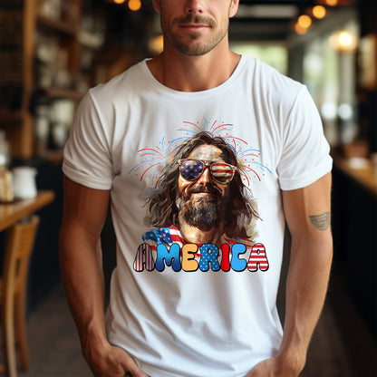 Teesdily | Cool Jesus American Flag T-shirt, Christina God American Sweatshirt, Happy Independence Day Gift, Christian Mug Cup, Father's Day Shirt