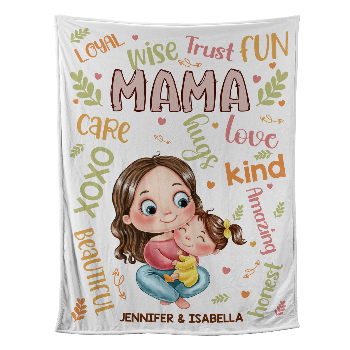 Teesdily | Personalized Mama And Daughter Fleece Blanket, Postive Affirmation Blanket, Best Mother's Day Cozy Blanket, Thankful Gifts For Mom