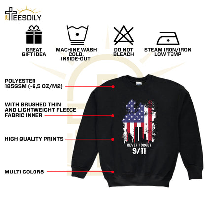 Teesdily | Patriot Day Shirt, Never Forget 911 T-shirt, The Statue Of Liberty American Flag Sweatshirt Hoodie Mug, Memorial Shirt, Remembrance Gift