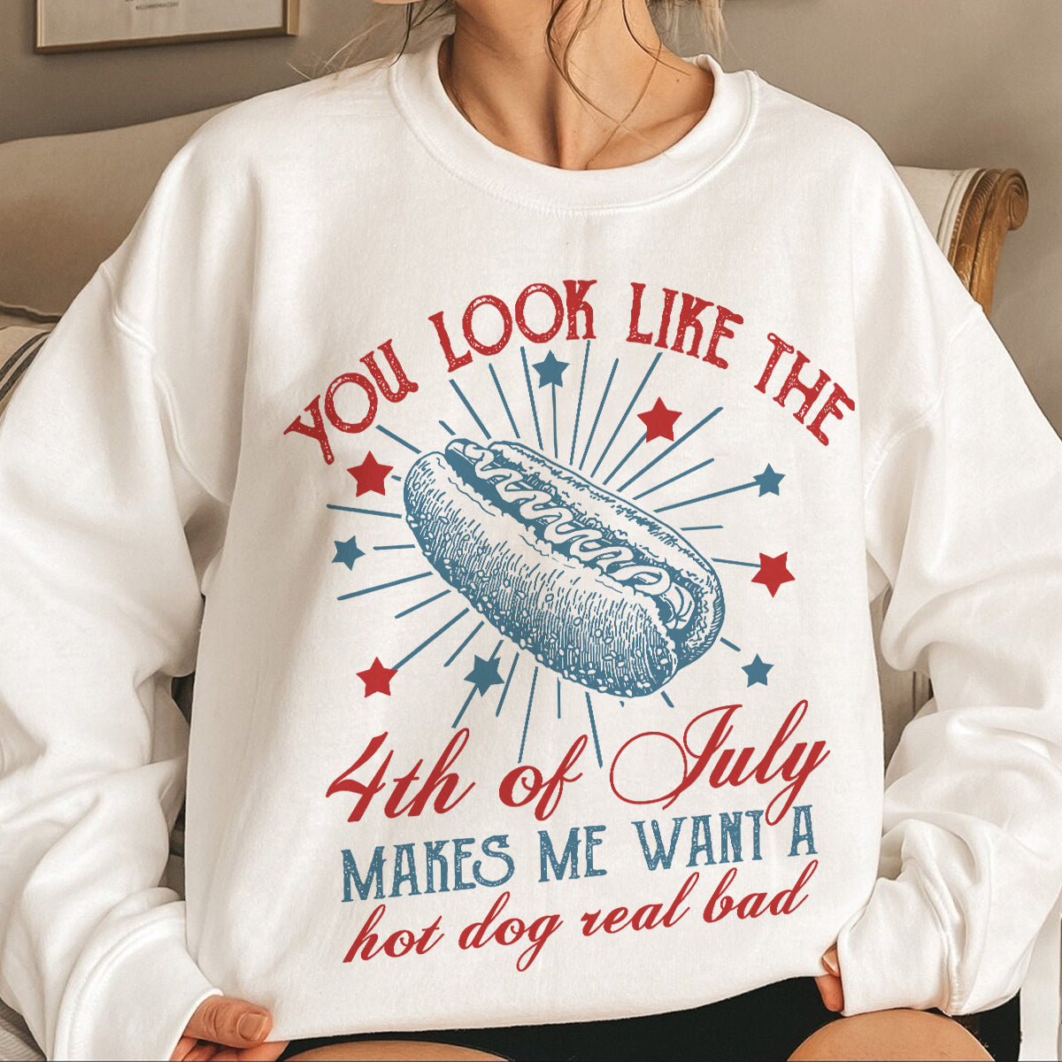 Teesdily | Indepdence Day Hotdog Funny Shirt, 4th Of July Hot Dog Real Bad Sweatshirt Hoodie, Independence Day Humor Mug, American Pride Gifts