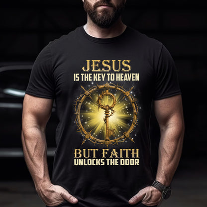Teesdily | Jesus Christ Shirt, Jesus Is The Key To Heaven Shirt, Christian Crown Shirt, Religious Gifts Unisex Tshirt Hoodie Sweatshirt Size S-5XL / Mug 11-15Oz