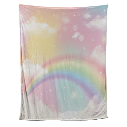 Teesdily | Rainbow Custom Name Fleece Blanket, Personalized Baby Blankets For Kids, Custom Baby Blanket With Name, Customized Toddler Blanket For Girls