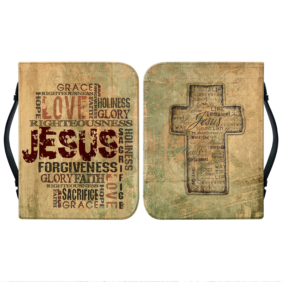 Teesdily | Customized Jesus Leather Bible Case, Jesus Words Bible Study, Religious Bible Carrier, Christian Bible Holder, Jesus Believer Gifts