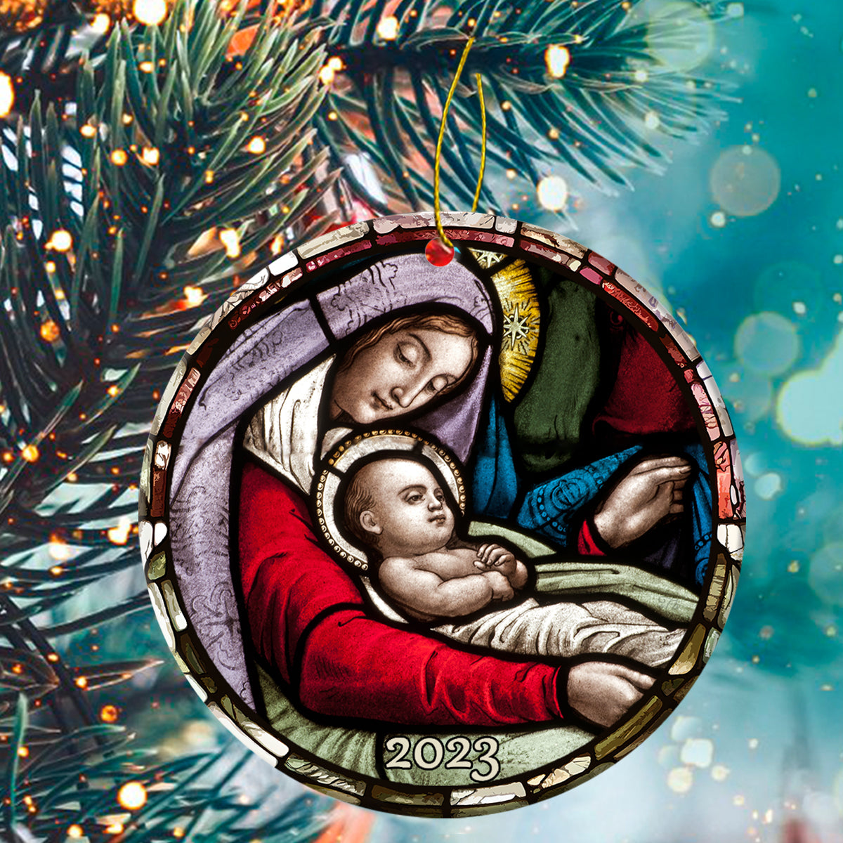 Teesdily | Mary And Jesus Christmas Interior Accessories For Auto Christian Rearview Mirror Charms God Believer Holy Gifts