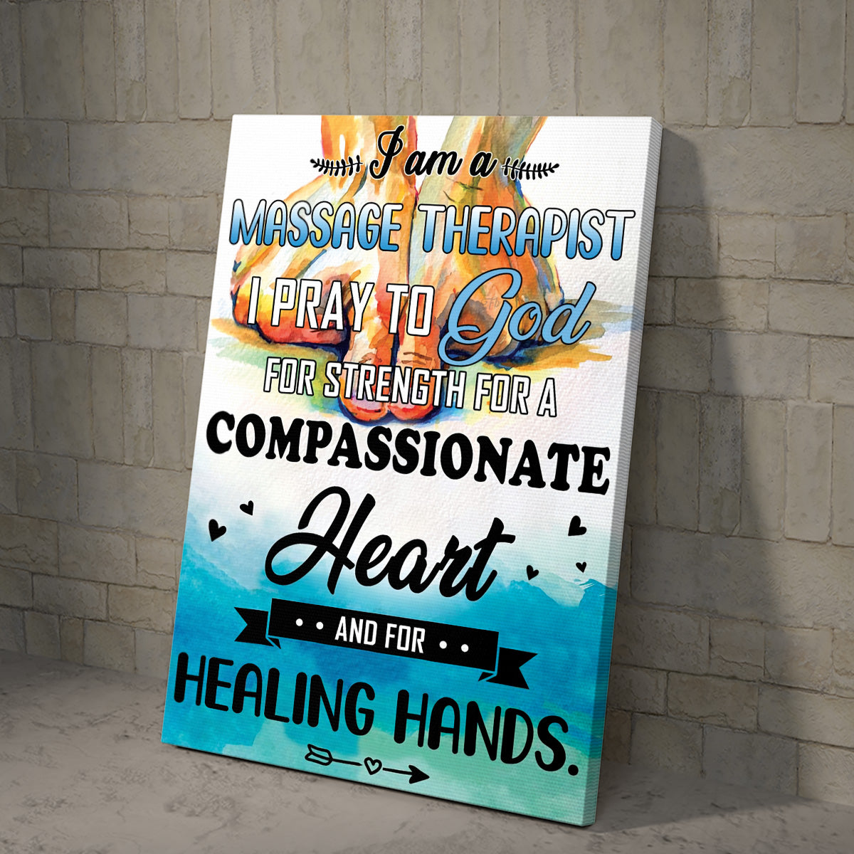 Teesdily | Massage Therapy Healing Hands Vertical Poster, Wellness Massage Pray To God Canvas Wall Art, Massage Studio Decor, Massage Therapist Gifts