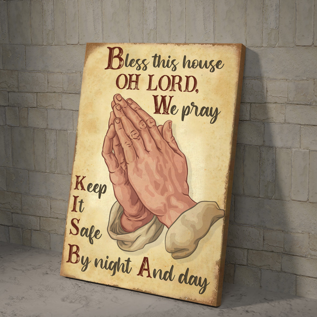 Teesdily | Christian Lord Hand Pray Vertical Poster Canvas Keep It Safe By Night And Day Canvas Poster Christian Home Decor Vintage Prayer Gifts