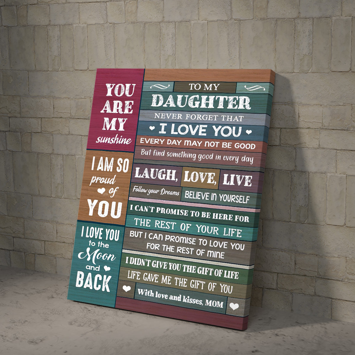 Teesdily | To My Daughter Vintage Poster Canvas, Never Forget That I Love You Wall Art, Daughter Birthday Gift From Mom, Daughter's Room Decoration