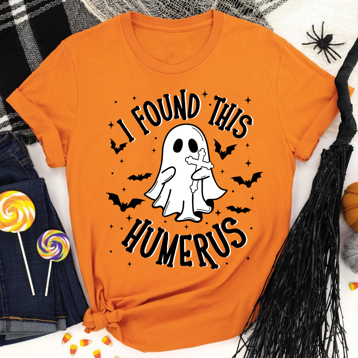 Teesdily | Boo Spooky Halloween Shirt,  I Found This Humerus Boo Trick Or Treat Tee Sweatshirt Hoodie Halloween Gift, Halloween Costume, Humor Shirt