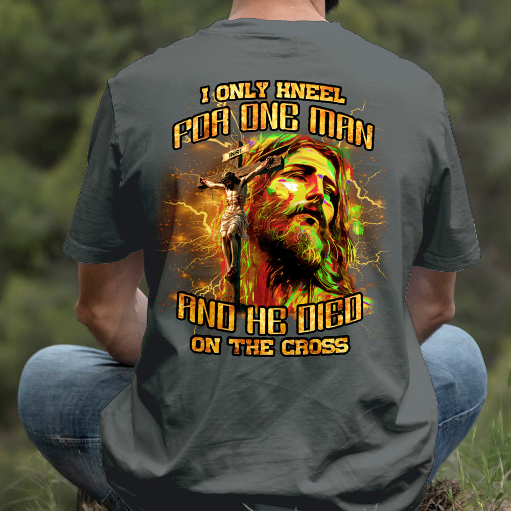 Teesdily | I Only Kneel For One Man And He Died On The Cross Shirt, Jesus Christ Cross Sweatshirt, Faith Religious Hoodie Mug