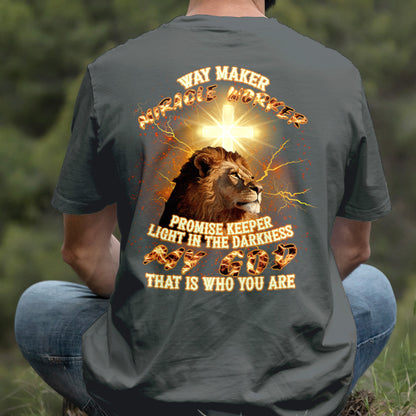 Teesdily | Way Maker Miracle Worker Promises Keeper Shirt, Jesus Cross Lion Sweatshirt, My God Hoodie Mug, Faith Religious Gift