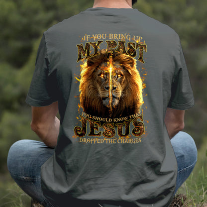 Teesdily | Jesus Christ Lion Cross Shirt, Jesus Dropped The Charges Lion Sweatshirt, Faith Religious Hoodie Mug, Jesus Lover Gift