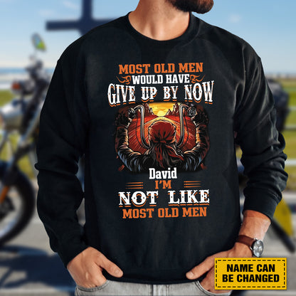 Teesdily | Customized Christian Biker Shirt, I'm Not Like Most Old Men Biker Sweatshirt Hoodie Mug, Christian Motorcycle Tee, Speed Lovers Gifts