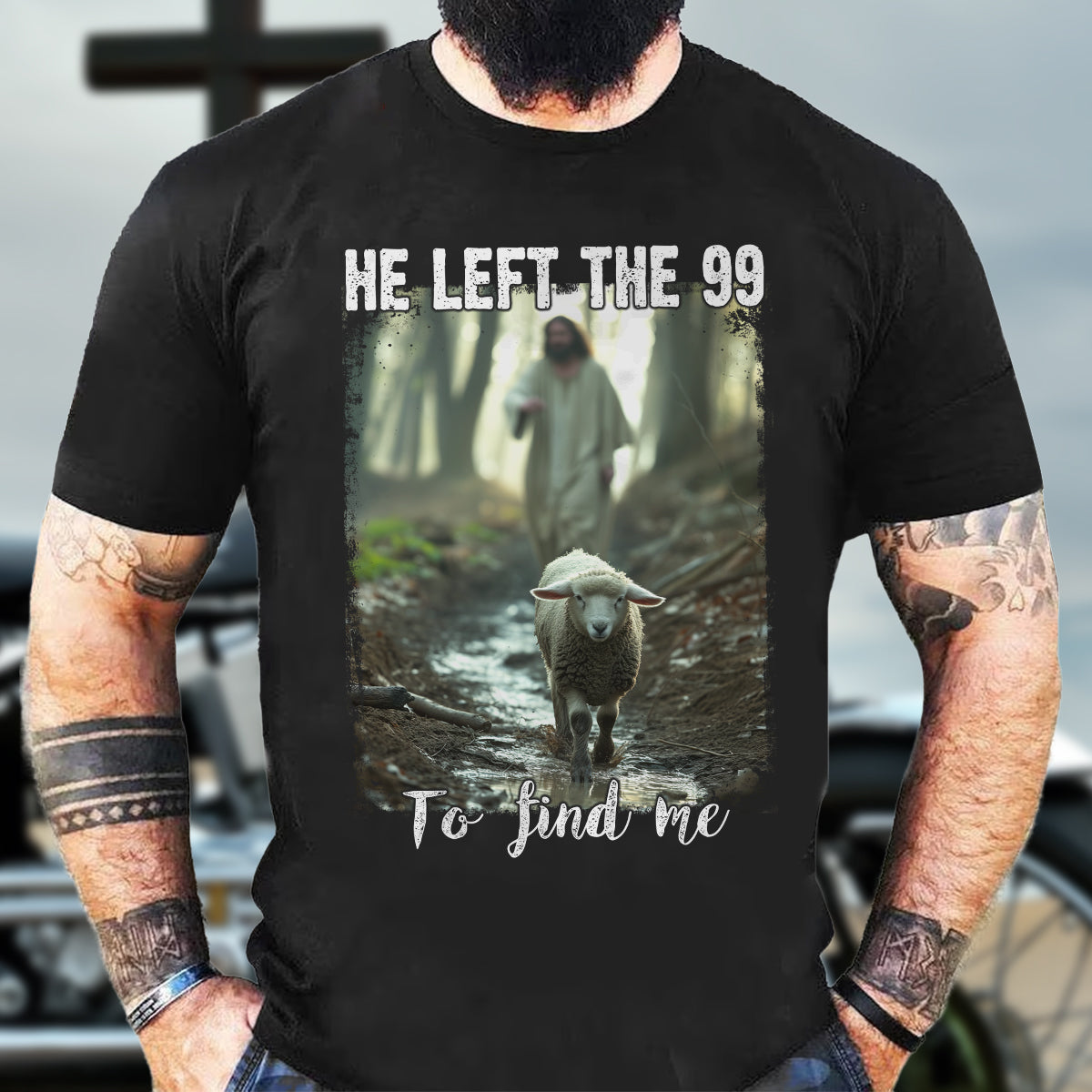 Teesdily | Lamb Of God Shirt, He Left The 99 To Find Me T-Shirt, Jesus Running After A Lost Lamb Sweatshirt Hoodie Mug, Christian Jesus Lover Gift