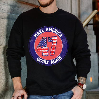 Teesdily | Make American Godly Again Shirt, American Flag Sweatshirt Hoodie Mug, Fight For America 2024 T-shirt, American Pride Tee, Patriotic Gift