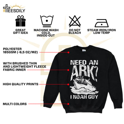 Teesdily | Jesus Fishing Shirt, Need An Ark I Noah Guy A Whimsical Hoodie Sweatshirt, Gift For Christians, Great For Noah's Ark Anniversary