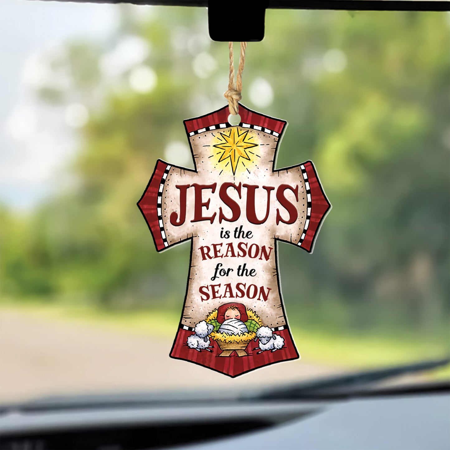 Teesdily | Jesus Nativity Acrylic Ornament, Jesus Is The Reason For The Season Christmas Ornament, Jesus Lovers Gifts, Christian Christmas Gifts