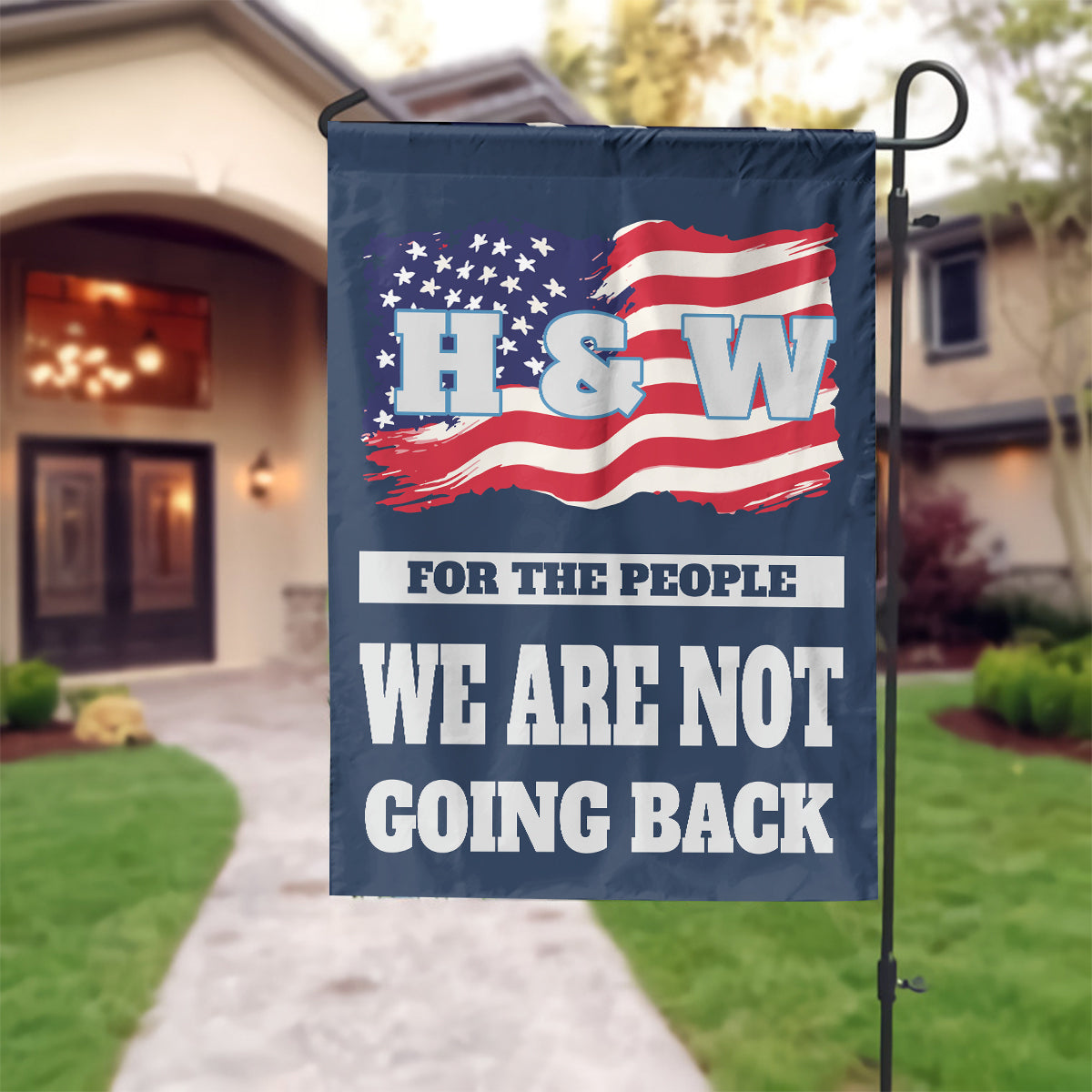 Teesdily | We Are Not Going Back Garden Flag, H & W 2024 Garden Flag, American Flag Progressive Yard Banner Decoration Gift