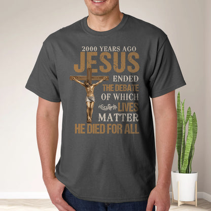 Teesdily | Jesus Crucifixion Shirt, Jesus He Die For All Shirt, Christian Bible Inspired Tee, Christian Religious Unisex Tshirt Hoodie Sweatshirt Mug