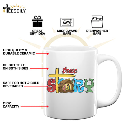 Teesdily | Jesus Nativity Scene T-shirt, True Story Tee Sweatshirt Hoodie Mug, Jesus Lovers Gift, Christmas Apparel Gift