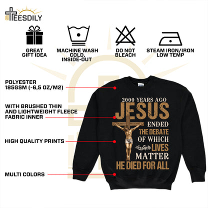 Teesdily | Jesus Crucifixion Shirt, Jesus He Die For All Shirt, Christian Bible Inspired Tee, Christian Religious Unisex Tshirt Hoodie Sweatshirt Mug