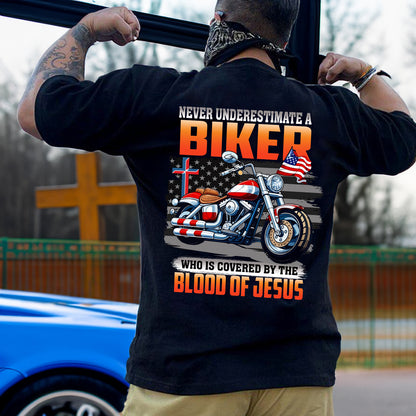 Teesdily | Christian Biker Shirt, Never Underestimate A Biker Back Design Shirt, Biker Unisex Hoodie Sweatshirt, Biker Gift Mug, Speed Lovers