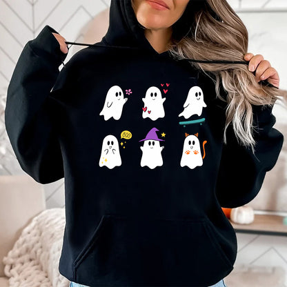 Teesdily | Halloween Cute Ghost Shirt, Halloween Spooky Ghost Flying Tee Sweatshirt Hoodie Mug, Halloween Symbol Gifts, Baby Boo Spooky Tee