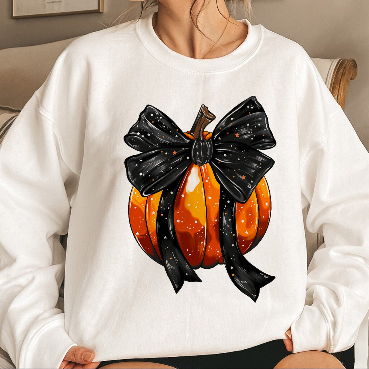 Teesdily | Retro Halloween Coquette Bow Spooky Shirt, Fall Pumpkin Coquette Bow Sweatshirt, Fall Vibes Hoodie, Fall Season Shirt, Halloween Tees