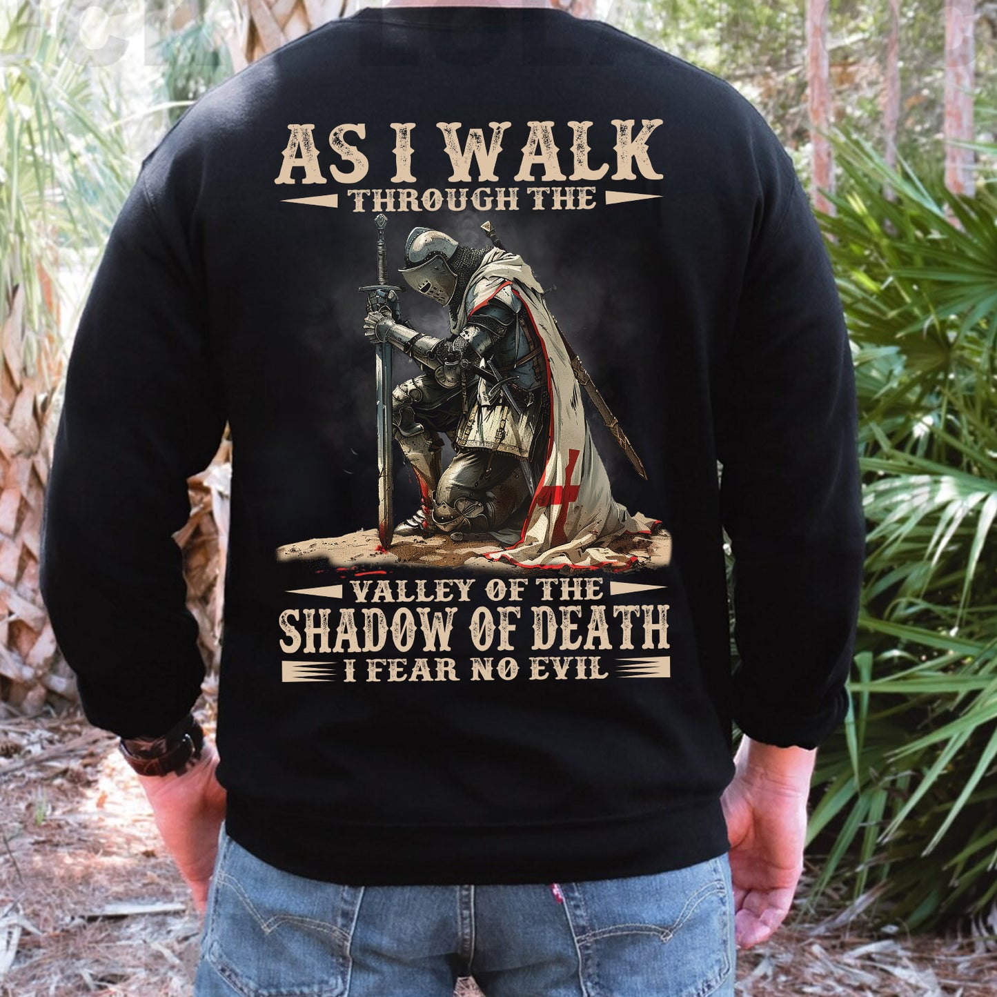 Teesdily | Jesus Warrior, As I Walk Through The Valley Of The Shadow Of Death I Fear No Evil Unisex Tshirt Hoodie Sweatshirt Mug