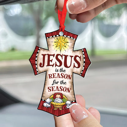 Teesdily | Jesus Nativity Acrylic Ornament, Jesus Is The Reason For The Season Christmas Ornament, Jesus Lovers Gifts, Christian Christmas Gifts