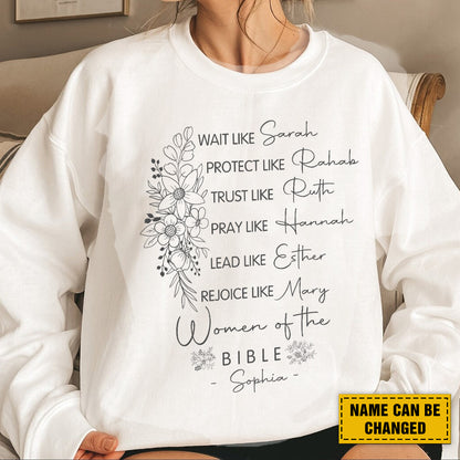 Teesdily | Customized Women Of The Bible Shirt, Wait Like Sarah Rejoice Like Mary Tee Sweatshirt Hoodie Mug, Christian Lovers Gifts, Jesus Pastor Tee