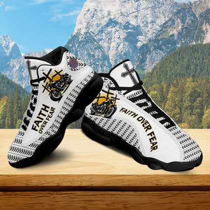 Teesdily | Ride With Jesus Basketball Shoes, Faith Over Fear Christian Running Shoes, Jesus Cross Footwear Unisex Shoes