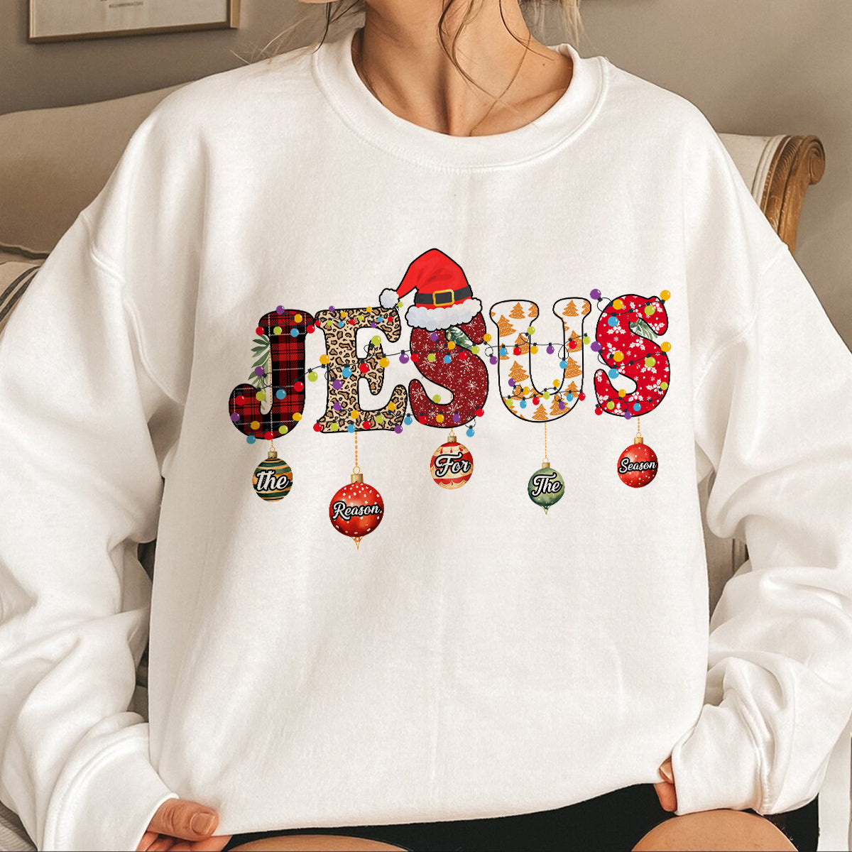 Teesdily | Jesus Christmas Shirt, Jesus The Reason For The Season Tee, Christ Religious Faith Sweatshirt Hoodie Mug Christmas Gift