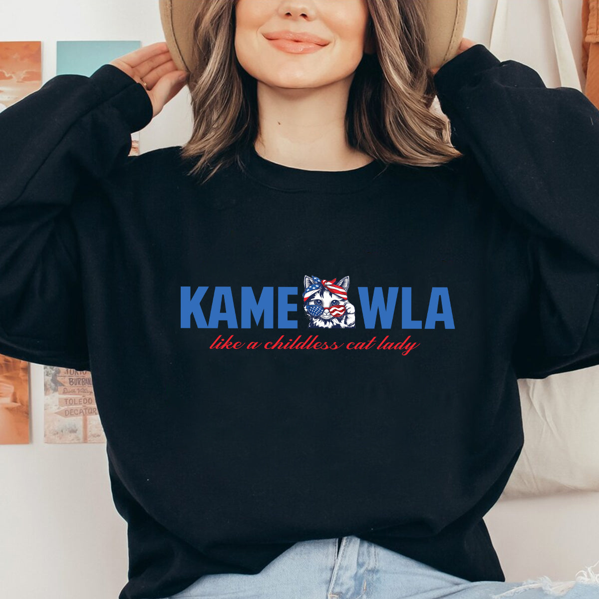 Teesdily | 2024 American Unisex Shirt, Like A Childless Cat Lady Tee Sweatshirt Hoodie, Kameowla Brat Mug, Gift For Cat Lovers